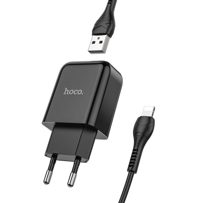 Блок питания сетевой 1 USB HOCO N1, N2, 2.1A с кабелем microUSB
