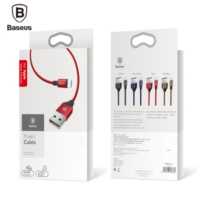 Кабель USB для Apple 8 pin Baseus Yiven CALYW-12, 1.2м, круглый, 2.1A, силикон, в переплёте