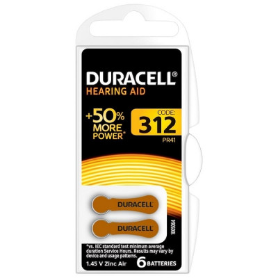 Батарейка Duracell ZA312-6BL (№312)