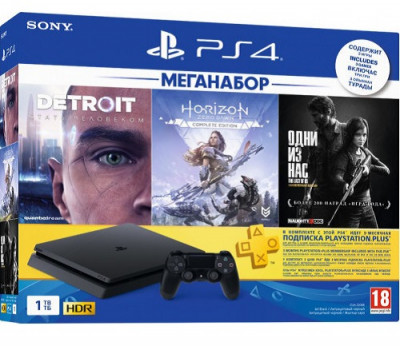 Игровая приставка PlayStation 4 1Tb Slim (CUH 2208В) + Detroit + Horizon: Zero Dawn + The Last of Us