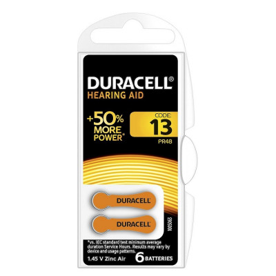 Батарейка Duracell ZA13-6BL (№13)