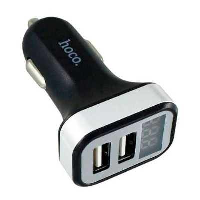 Авто зарядное 2 USB HOCO, Z3, 3100mA, дисплей
